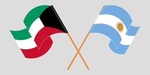 Crossed and waving flags of Kuwait and Argentina Stock Illustration