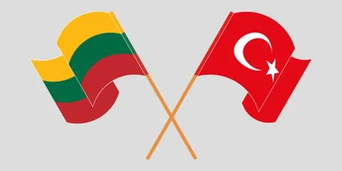 Crossed and waving flags of Lithuania and Turkey Stock Illustration
