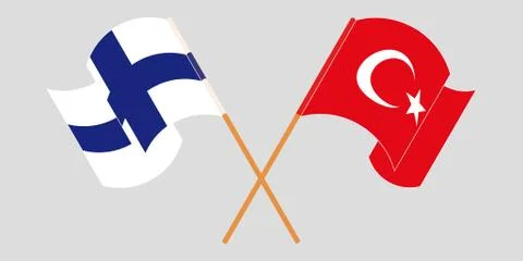 Crossed and waving flags of Turkey and Finland Stock Illustration