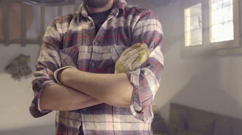 Crossed arms of a man Stock Footage 47793029