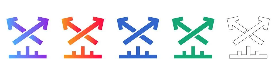 Crossed Arrows Analytics Icon Set Stock Illustration