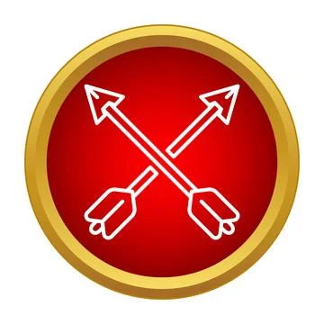 Crossed arrows icon symbolizing archery sport or hunting Stock Illustration