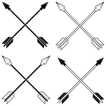 Crossed arrows outline in BW Ilustração Stock