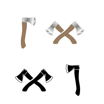 Crossed Ax. Wood chopping tool. Realistic style and silhouette ax logo design Stock Illustration