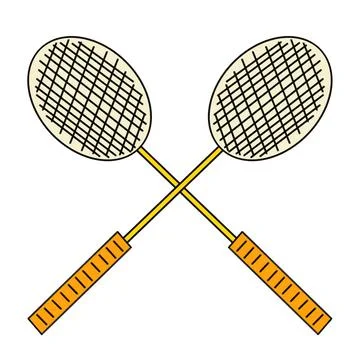 Crossed Badminton Rackets Icon On White Background Stock Illustration