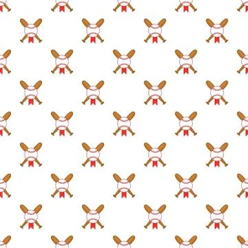 Crossed baseball bats pattern, cartoon style Stock Illustration