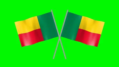 Crossed Benin flag Stock Footage 197559007