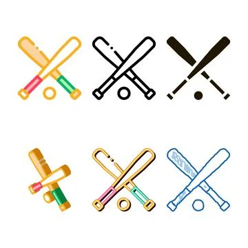 Crossed bits mix ball icon vector outline Stock Illustration