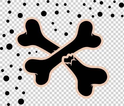 Crossed bones with cracks and scattered dots are appearing in flat design on Stock Illustration