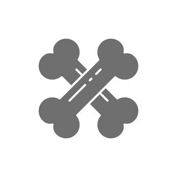 Crossed bones grey icon. Isolated on white background Stock Illustration