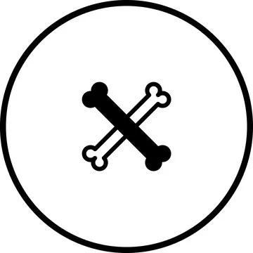 Crossed bones icon within circle shape, simplistic monochrome vector illust.. Stock Illustration
