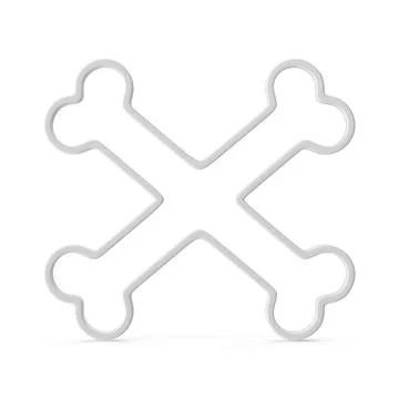 Crossed bones symbol a simple white outline Stock Illustration