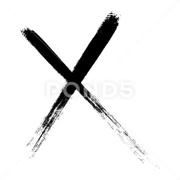 Crossed brush stroke. X black mark. Cross sign graphic symbol. Vector  Illustration #232066076