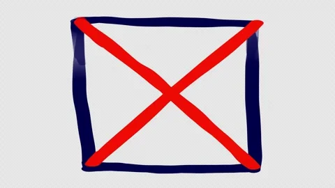 A crossed cell with a red cross on a white background. The concept of voting, Stock Footage 247846350