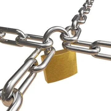 Crossed chains with lock Stock Illustration
