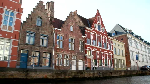 Crossed by the channels of the city of Bruges Stock Footage 51982930