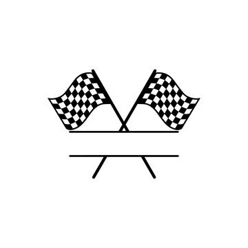 Crossed Checkered Flags Icon in Black and White. Vector icon. Stock Illustration
