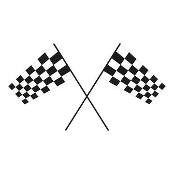 Crossed checkered flags isolated on white background Illustrazione stock