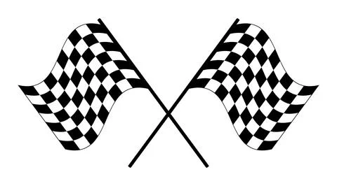 Crossed checkered racing flags, end of session flag, associated with the winner Illustrazione stock