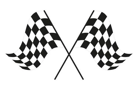 Crossed checkered racing flags isolated on white background Stock Illustration