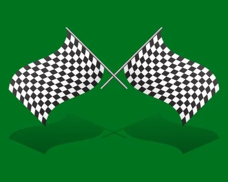 Crossed, chequered racing flags. Editable vector graphics 스톡 일러스트