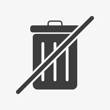 Crossed dustbin icon. No trash bin. Crossed litter Stock Illustration