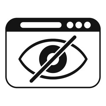 Crossed eye in browser window symbolizing hidden content or invisibility Stock Illustration