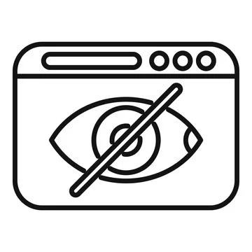 Crossed eye showing hidden tab in web browser window Stock Illustration