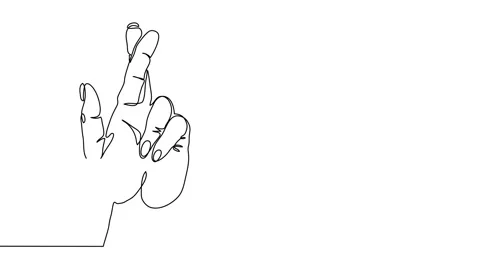 Crossed fingers hand gesture. When liar tries to hide the truth sign. animated Stock Footage 299790894