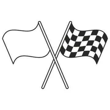 Crossed flag start racing thin line Stock Illustration