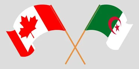Crossed flags of Algeria and Canada Stock Illustration