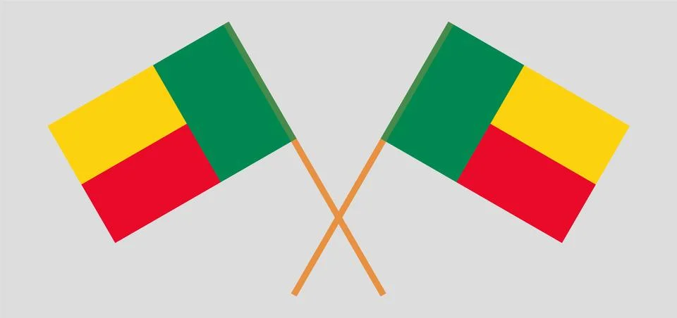 Crossed flags of Benin Stock Illustration