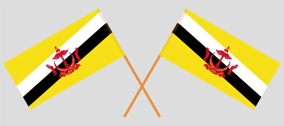 Crossed flags of Brunei Stock Illustration
