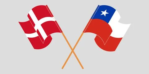 Crossed flags of Chile and Denmark Stock Illustration