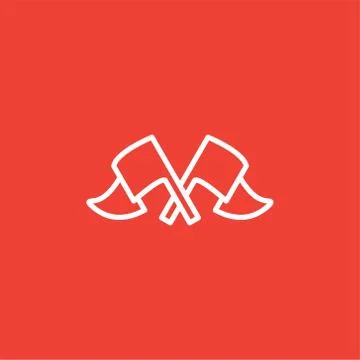 Crossed Flags Line Icon On Red Background. Red Flat Style Vector Illustration. Illustrazione stock