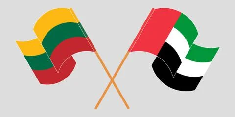Crossed flags of Lithuania and the United Arab Emirates Stock Illustration