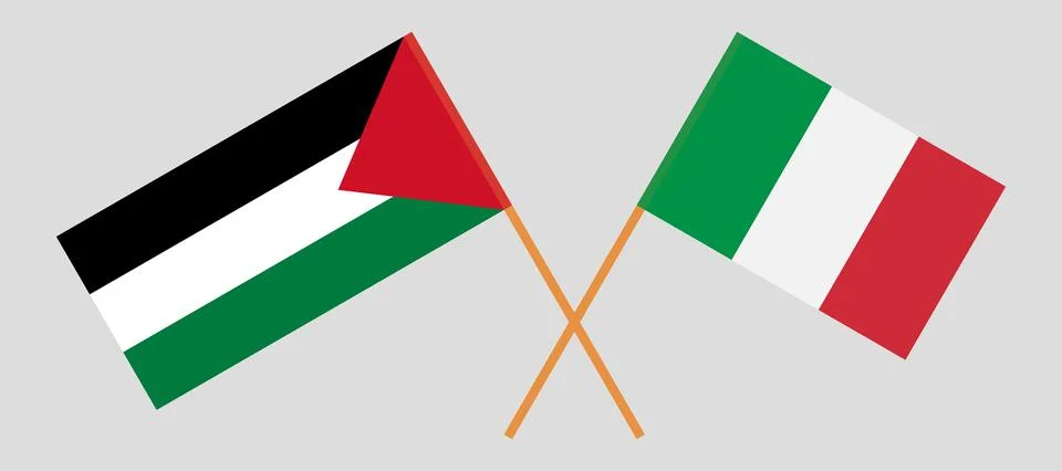 Crossed flags of Palestine and Italy Stock Illustration