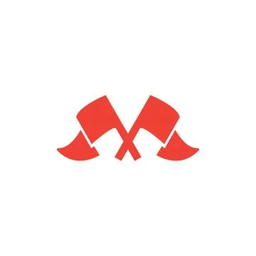 Crossed Flags Red Icon On White Background. Red Flat Style Vector Illustration Stock Illustration
