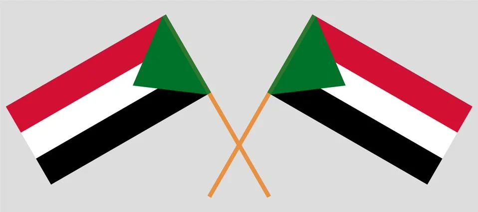 Crossed flags of Sudan Illustrazione stock