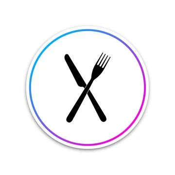 Crossed fork and knife icon isolated on white background. Restaurant icon Stock Illustration