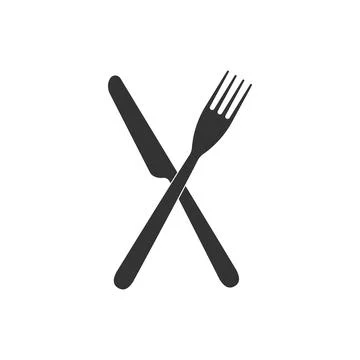 Crossed fork and knife icon isolated. Restaurant icon. Flat design. Vector Stock Illustration