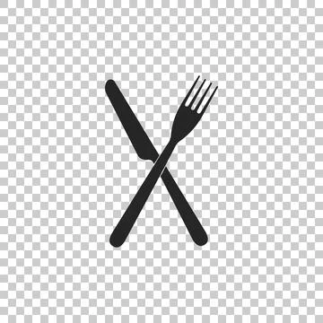 Crossed fork and knife icon isolated on transparent background. Restaurant icon Stock Illustration