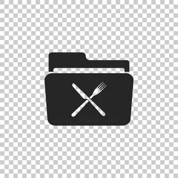 Crossed fork and knife over folder icon isolated on transparent background Ilustração Stock