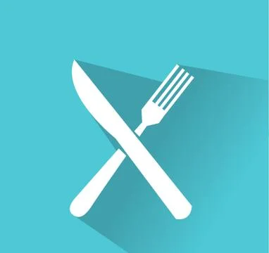 Crossed fork and knife vector icon Stock Illustration