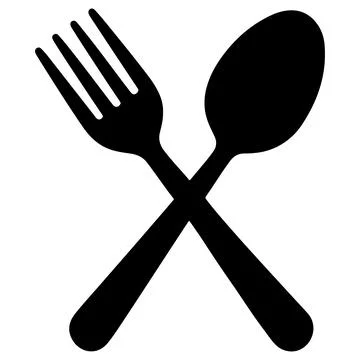 Crossed Fork and Spoon Icon on White Background 스톡 일러스트