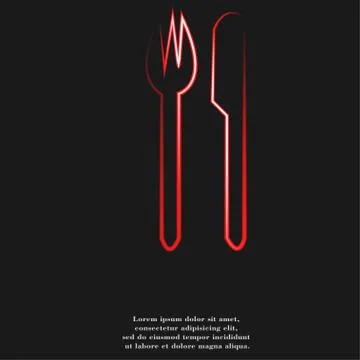 Crossed fork over knife icon Flat with abstract background Stock Illustration