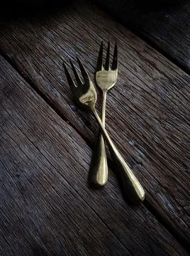 Crossed forks Foto stock