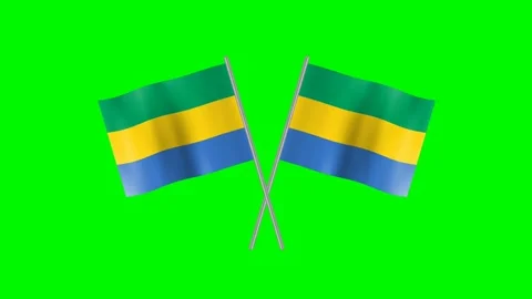 Crossed gabonese republic flag Stock Footage 197559238