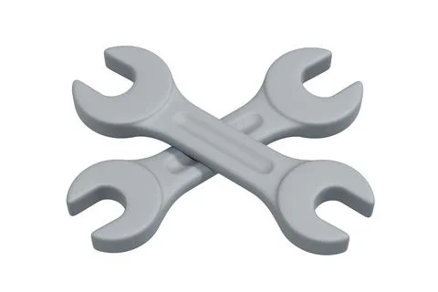 Crossed Grey Wrenches Isolated on White Background イラスト素材