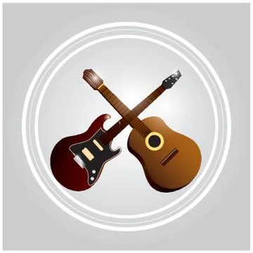 Crossed Guitar イラスト素材